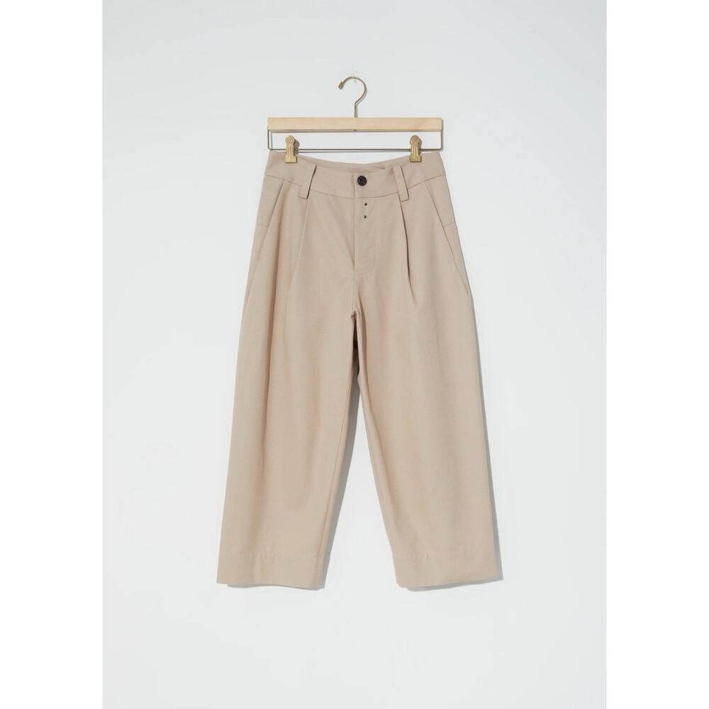Ecole De Curiosites Paul Crop Cotton Twill Pants Beige - L